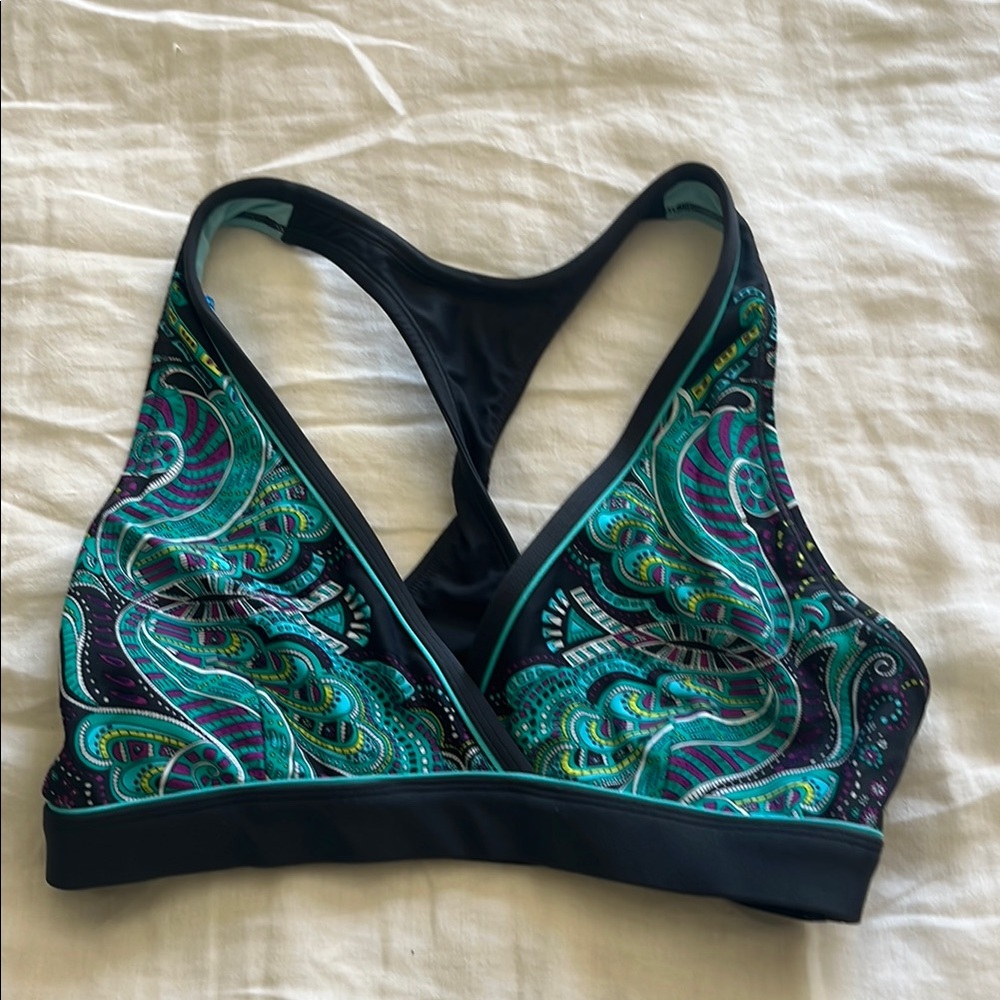 Athleta Patterned Racerback Swim Top